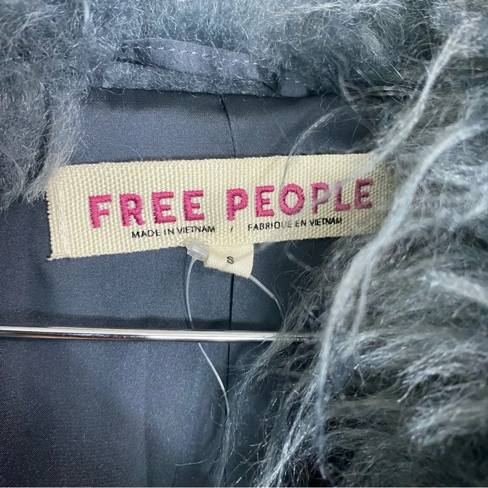 Free People Moonlight Faux Fur Jacket Shaggy In Steel‎ Gray Small - Picture 4 of 6